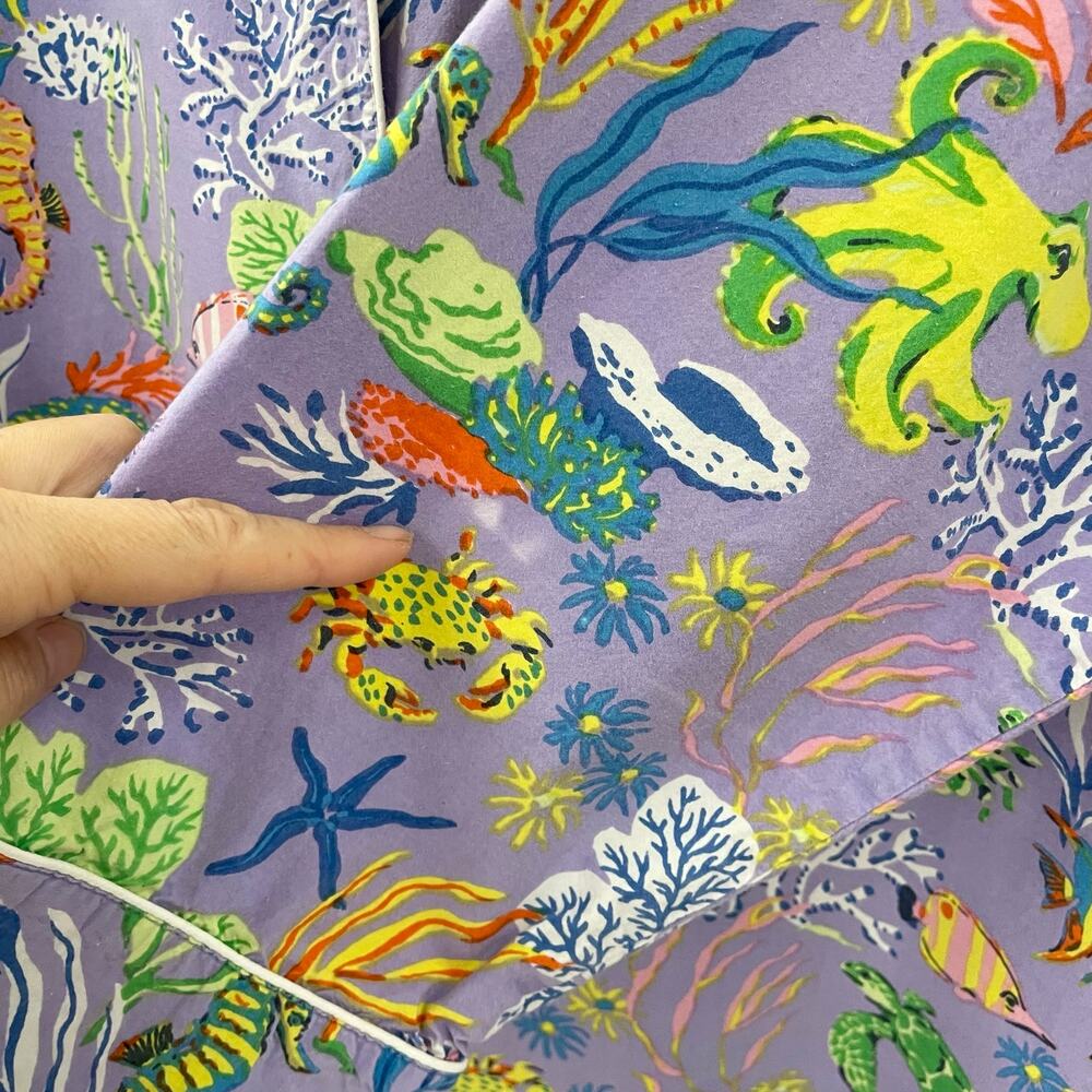 Printfresh Lavender Ocean Fish Print Pajama Top 1X - Picture 5 of 9